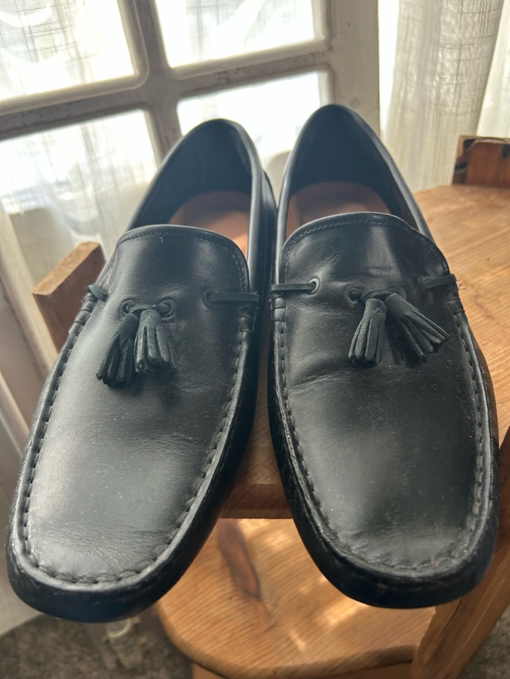 Lacoste Men's Piloter Leather Loafers Slide On comfort Dress Shoes Tassels sz 10